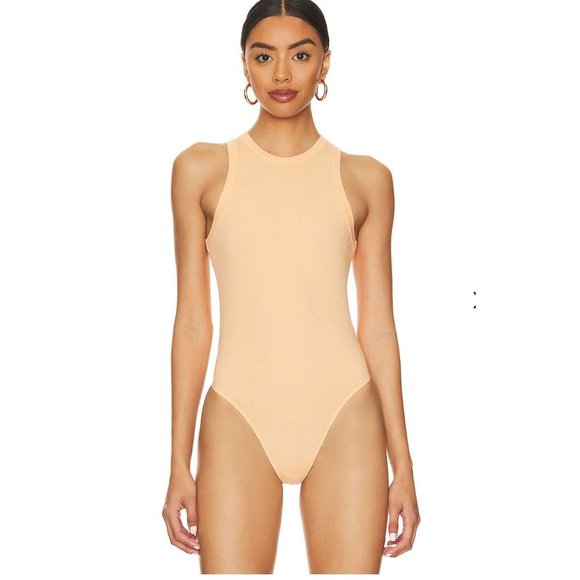 NWT PISTOLA Denim Blake Ribbed Tank Bodysuit Sherbert Orange Size XS - Picture 1 of 5